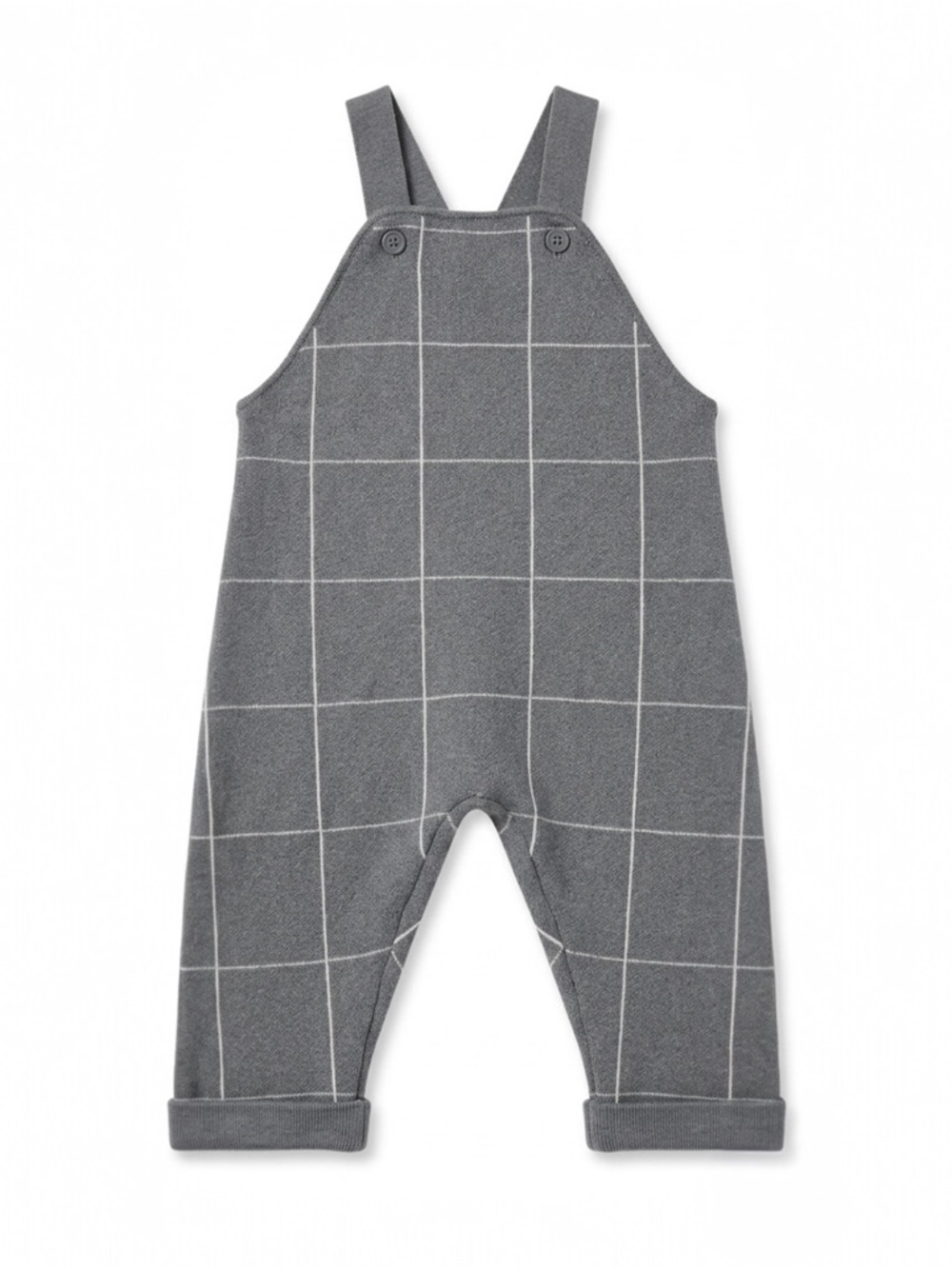 Zara Kids Baby Gray and White Windowpane Grid Pattern Overalls